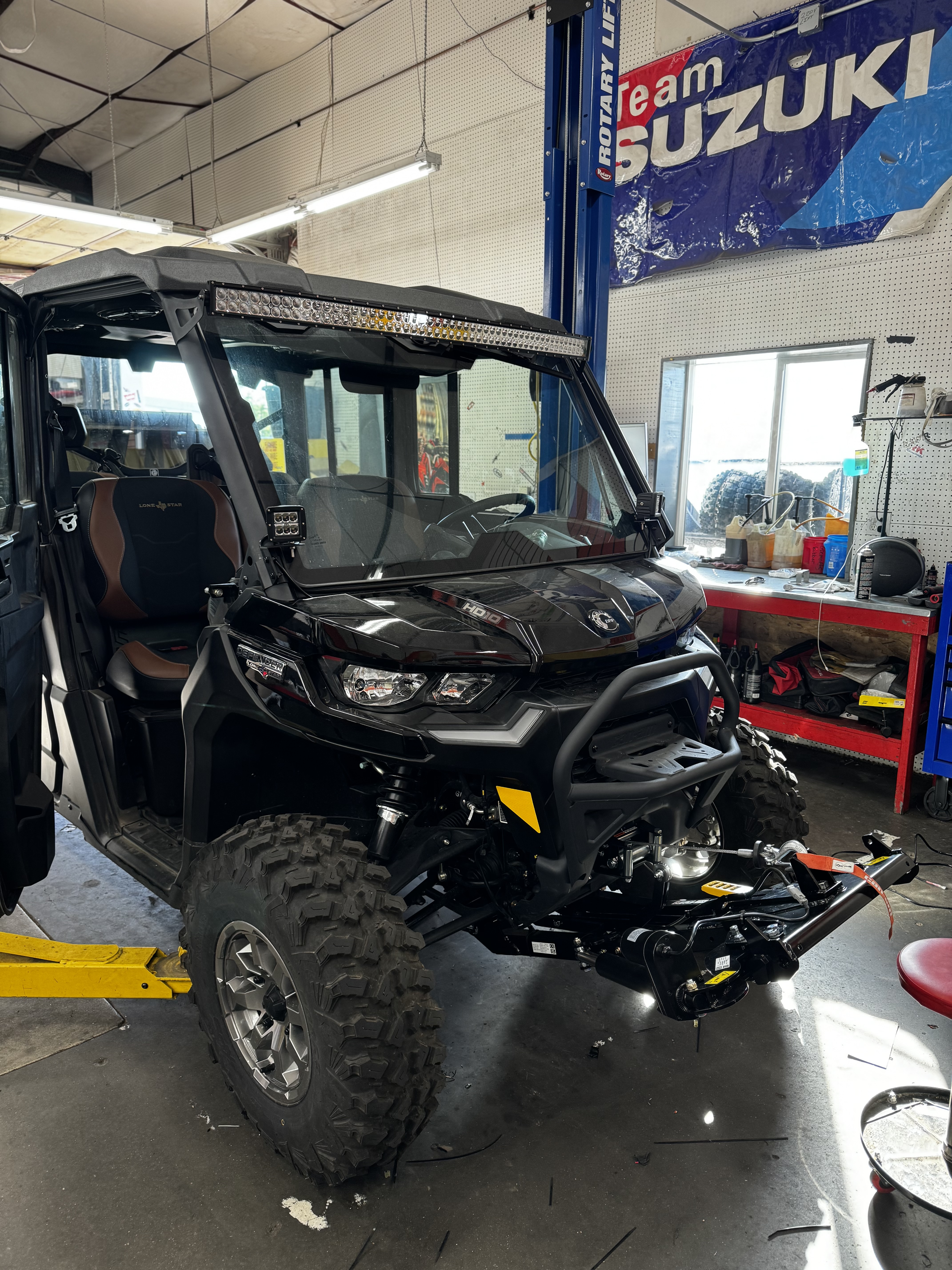 Can-Am Defender plow and accessory installation